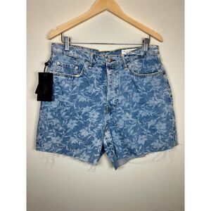 NWT rag & bone Size 31 Blue Laser Floral Maya High-Rise 6" Women’s Jean shorts